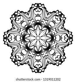 Mandala. Abstract Round Vector Illustration. Anti-Stress Therapy Pattern. Black, white.