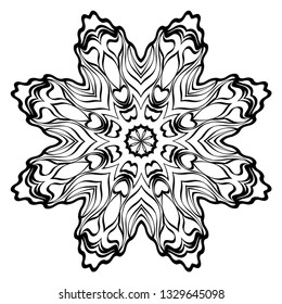 Mandala. Abstract Round Vector Illustration. Anti-Stress Therapy Pattern. Black, white.