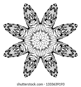 Mandala. Abstract Round Vector Illustration. Anti-Stress Therapy Pattern. Black, white.