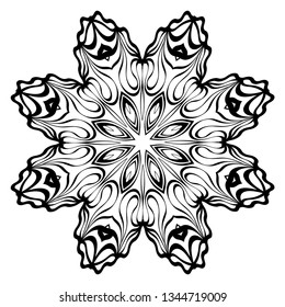 Mandala. Abstract Round Vector Illustration. Anti-Stress Therapy Pattern. Black, white.