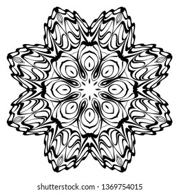 Mandala. Abstract Round Vector Illustration. Anti-Stress Therapy Pattern. Black, white.