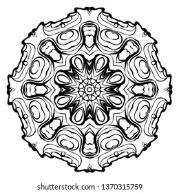 Mandala. Abstract Round Vector Illustration. Anti-Stress Therapy Pattern. Black, white.