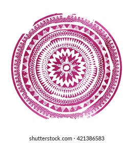 Mandala. Abstract round vector watercolor ornament.