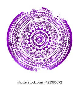 Mandala. Abstract round vector watercolor ornament.