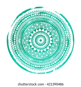 Mandala. Abstract round vector watercolor ornament