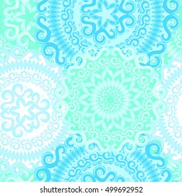 Mandala abstract seamless pattern. Vector illustration.