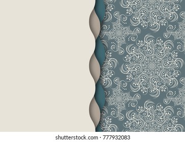 Mandala, abstract tibetan flower background. Seamless wavy edge and ornament. Indian medallion pattern. Vintage bohemian design. Vector art henna ornament