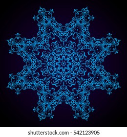 Mandala abstract vector circle floral ornamental border. Lace pattern design. ornament on blue background. Vector ornamental border frame. Can be used for banner, web design, wedding cards and others