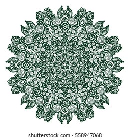 Mandala abstract vector circle floral ornamental border. Lace pattern design. ornament on blue background. Vector ornamental border frame. Can be used for banner, web design, wedding cards and others