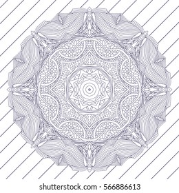 Mandala abstract vector circle floral ornamental border. Lace design pattern. ornament on blue background. Vector decorative frame. Can be used for banner web design wedding cards and others