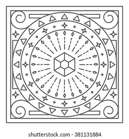 Mandala. Abstraction. Linear vector illustration