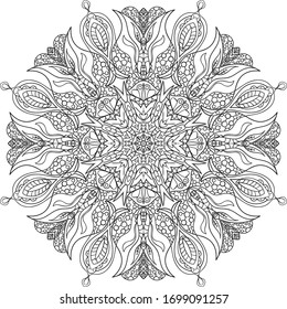 Mandala / Adult Coloring Book, Antistress / Flowers / Indian Pattern