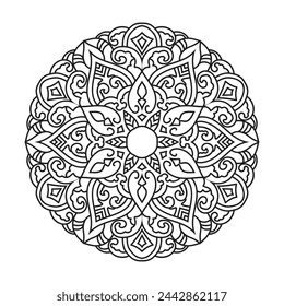 Mandala for  adult coloring book. Outline round mandala circle coloring page