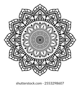 Mandala for adult coloring book. Outline round mandala circle coloring page