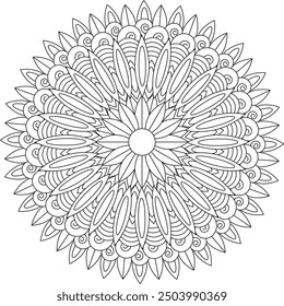 Mandala Adult Coloring Page Stress Free Relaxing Meditation Line Art