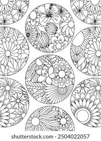 Mandala Adult Coloring Page Stress Free Relaxing Meditation Line Art