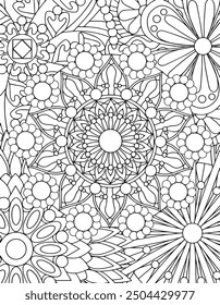 Mandala Adult Coloring Page Stress Free Relaxing Meditation Line Art