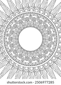 Mandala Adult Coloring Page Stress Free Relaxing Line Art