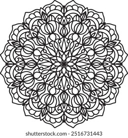 Mandala Adult Coloring Page Stress Free Relaxing Meditation Line Art