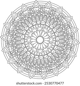Mandala Adult Coloring Page Stress Free Relaxing Meditation Line Art