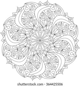Mandala, adult coloring page, template, vector