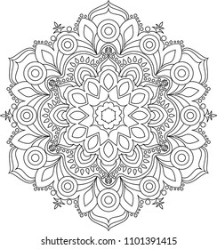 Mandala adult coloring page. Vector illustration. 