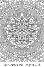 Mandala adult coloring page vector