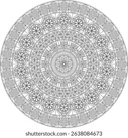 Mandala Adult Coloring Pages Detailed Drawing Vector