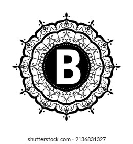Mandala alphabet b icon design template vector illustration