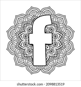 Mandala alphabet Coloring book page. Floral alphabet letter illustration