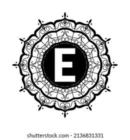 Mandala Alphabet E Icon Design Vorlage Vektorgrafik