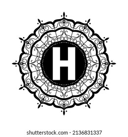 Mandala alphabet h icon design template vector illustration