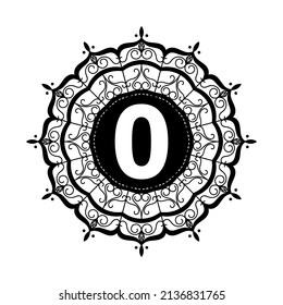 Mandala alphabet O icon design template vector illustration