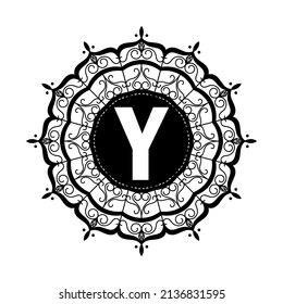 Mandala alphabet Y icon design template vector illustration