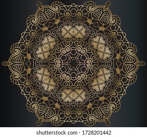 Mandala, amulet. Round vintage ornament, medallion floral . Esoteric gold symbol
