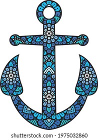 Mandala anchor color vector illustration