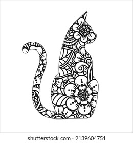 mandala animal coloring Book page for Adults designs with cat mandala coloring page for kids and adults 