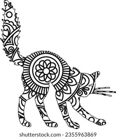 mandala animal coloring Book page for Adults designs with cat mandala coloring page for kids and adults