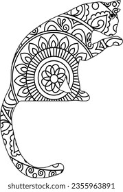mandala animal coloring Book page for Adults designs with cat mandala coloring page for kids and adults