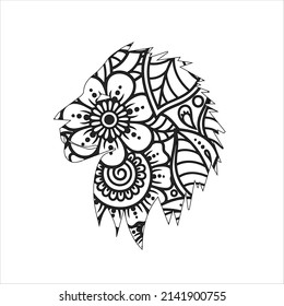 Mandala animal coloring page  lion mandala designs Coloring page for adults Lion graphic animal, doodle  art, abstract design.
