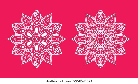 Elementos decorativos de la época de Mandala. Antecedentes dibujados a mano. Motivos islámicos, árabes, indios, otomanos. EPS de vectores de Mandalas