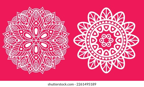 Elementos decorativos de la época de Mandala. Antecedentes dibujados a mano. Motivos islámicos, árabes, indios, otomanos. EPS de vectores de Mandalas