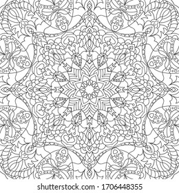 mandala / antistress adult coloring book / flower / oriental pattern