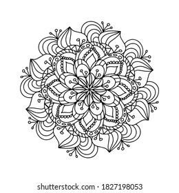 Mandala. Antistress coloring book. Template for mehendi. Oriental drawing. Vector illustration. Isolated on a white background.