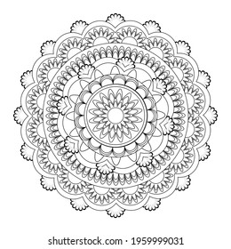 Mandala. Antistress coloring book. Template for mehendi. Oriental drawing. Vector illustration. Isolated on a white background