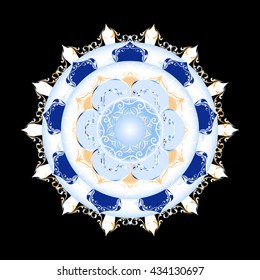 Mandala arabesque inspired flower, drawing of Round ornamental Colorful Mandala.