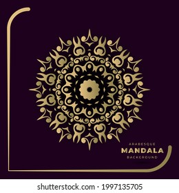 mandala arabesque pattern background with golden, Gold mandala design background. vector Illustrator