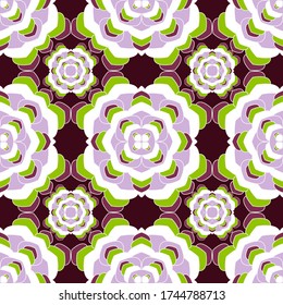 Mandala arabesque nahtloses Muster. Blumenarabisches Motiv Vektordesign. Abstrakter Blumenkachelverzierung. Ethnischer Blumendruck. Endlose Medaillonverpackung nahtlos Muster.