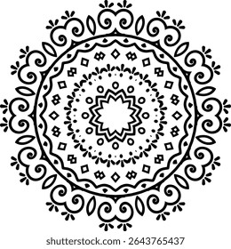 Mandala Art for Beginners Circular Pattern in Form of Mandala With Flower for Henna, Mehndi, Tattoo, Decoration Decorative Ornament in Ethnic Oriental Style.