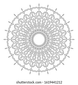 Mandala Art. Black and white vector illustration for coloring book.